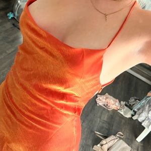 Orange satin dress back lacing